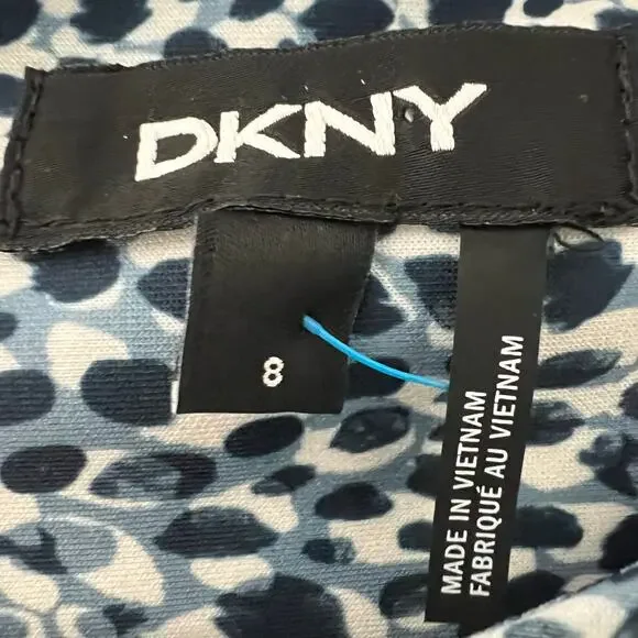 DKNY Blue Black Short Sleeve Above‎ the Knee Work Fit Flare Dress Size 8 - Picture 7 of 9